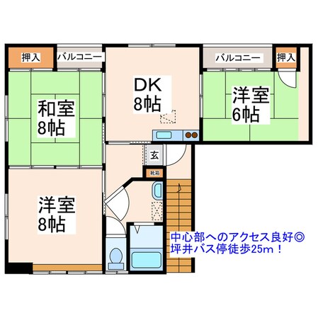 坪井 徒歩1分 2階の物件間取画像